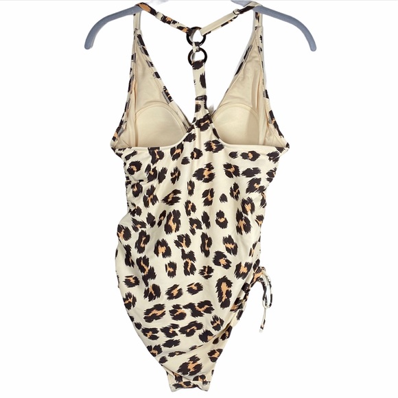 Kona Sol Swimwear Animal Print One Piece Swimsuit Cream Tan Brown Medium NWOT - Picture 5 of 10